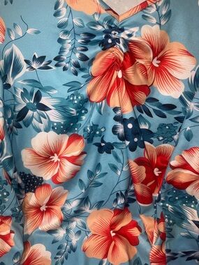 Tropical Floral V-Neck pjs in Aqua and Coral